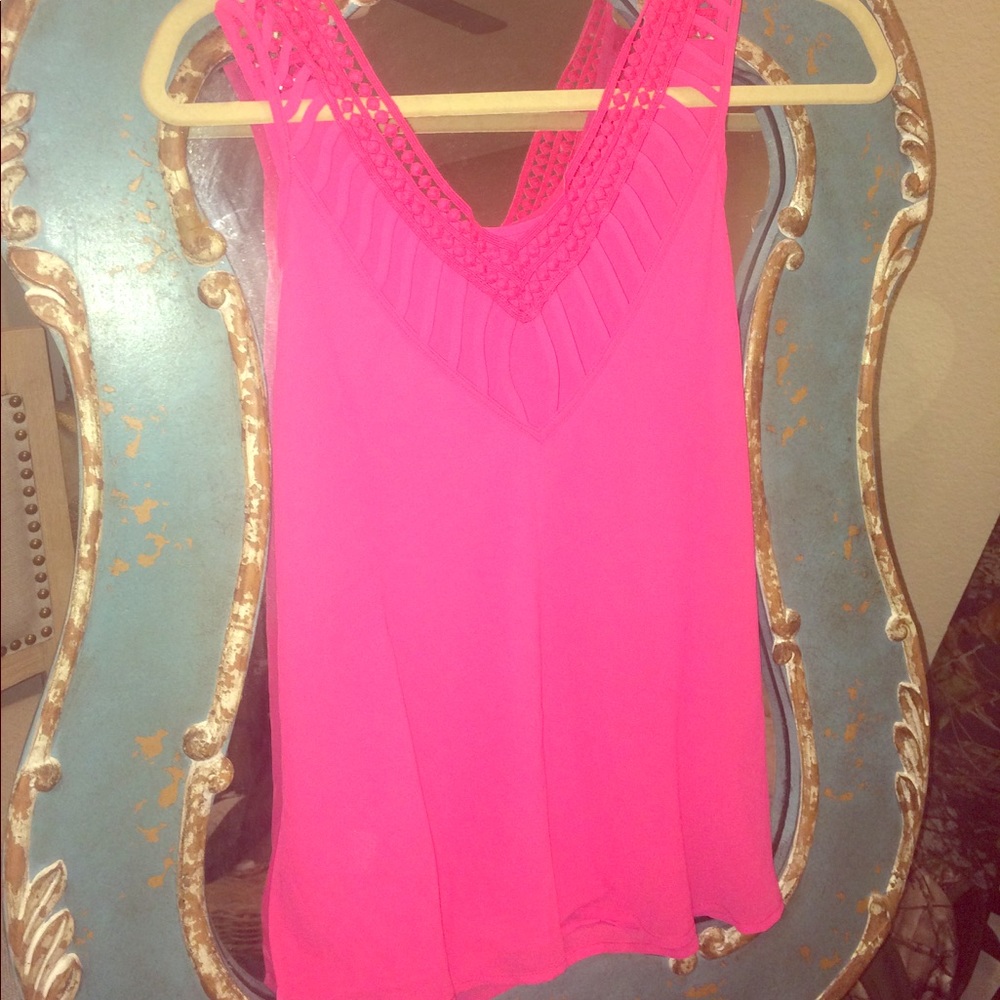 Sleeveless Hot Pink Blouse